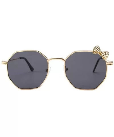 Big frame glasses and bow Sunglasses - Silver Frame Light Yellow Tablet - CN18AZA83AT $53.15 Goggle