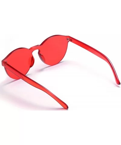 One Piece Round Rimless Sunglasses Transparent Candy Color Eyewear - Red - CP18I9X4IWR $31.84 Rimless