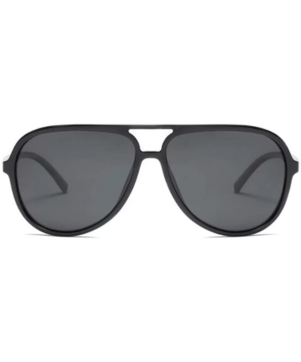 Polarized Aviator Sunglasses for Men Women Black TR90 Frame Ultralight Sunshades - Black - C918CD03LZK $28.16 Oversized