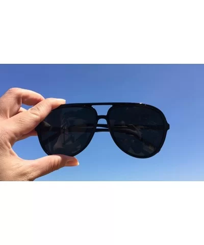 Polarized Aviator Sunglasses for Men Women Black TR90 Frame Ultralight Sunshades - Black - C918CD03LZK $28.16 Oversized