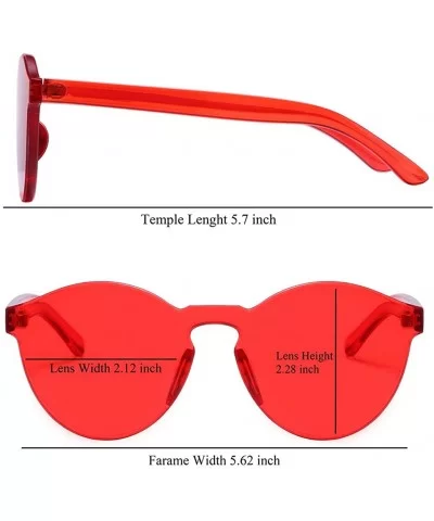 One Piece Round Rimless Sunglasses Transparent Candy Color Eyewear - Red - CP18I9X4IWR $31.84 Rimless