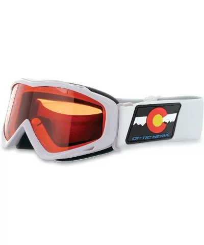 SnowHawk Kids Goggles- High Contrast Orange Lens - Shiny White Colorado Frame - C318WTEWT7U $60.22 Goggle