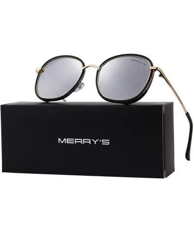 Polarized Sunglasses for Women Retro Oversized Sun Glasses Metal Temple S6108 - Silver - CP186D7XE5N $21.86 Oval