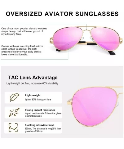 Aviator Sunglasses for Women Polarized Mirrored - Large Metal Frame - UV 400 Protection - CH18GOAKU89 $34.17 Aviator