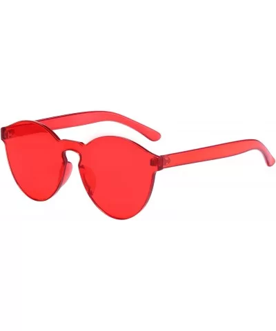 One Piece Round Rimless Sunglasses Transparent Candy Color Eyewear - Red - CP18I9X4IWR $31.84 Rimless