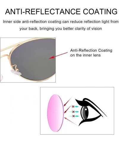 Aviator Sunglasses for Women Polarized Mirrored - Large Metal Frame - UV 400 Protection - CH18GOAKU89 $34.17 Aviator