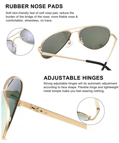 Aviator Sunglasses for Women Polarized Mirrored - Large Metal Frame - UV 400 Protection - CH18GOAKU89 $34.17 Aviator