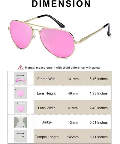 Aviator Sunglasses for Women Polarized Mirrored - Large Metal Frame - UV 400 Protection - CH18GOAKU89 $34.17 Aviator