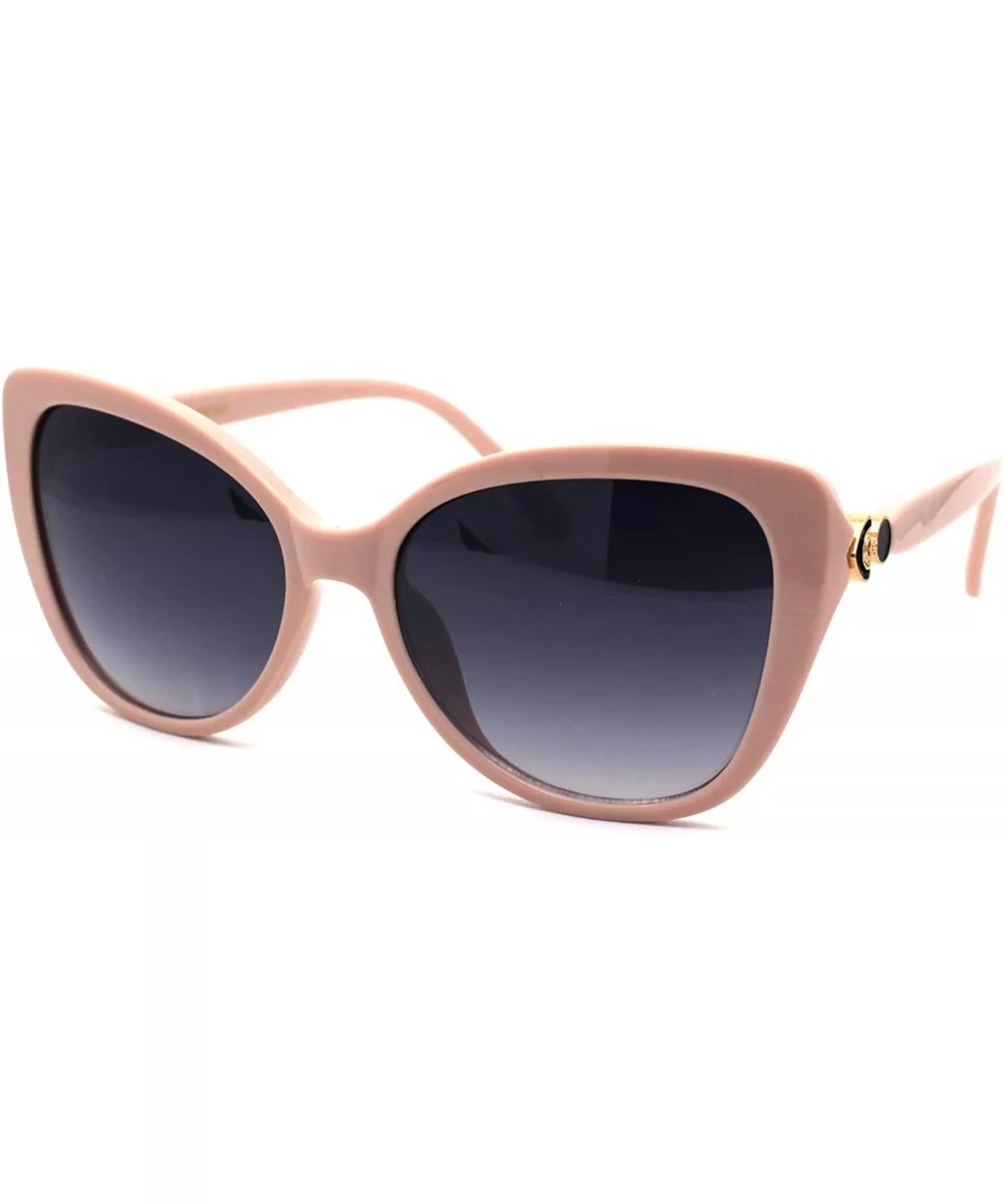 Womens Plastic Oversize Cat Eye Jewel Hinge Sunglasses - Pink Smoke - CP196UN5ODU $17.33 Cat Eye