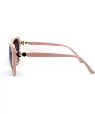 Womens Plastic Oversize Cat Eye Jewel Hinge Sunglasses - Pink Smoke - CP196UN5ODU $17.33 Cat Eye