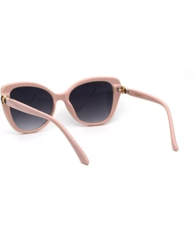 Womens Plastic Oversize Cat Eye Jewel Hinge Sunglasses - Pink Smoke - CP196UN5ODU $17.33 Cat Eye