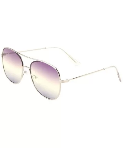 Triple Oceanic Color Flat One Piece Rim Aviator Sunglasses - Purple Smoke - CH190I2WEI2 $20.09 Aviator