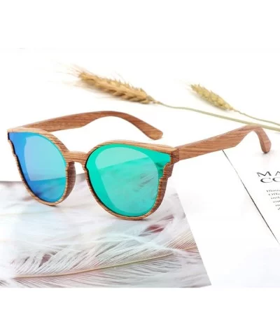 Women Wood Sunglasses Lady Retro Cateye Sun Glasses Polarized Glasses for men UV400 - C2 Red Lens - CE18W7I6UEN $60.44 Aviator