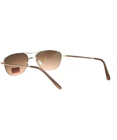 Womens Boyfriend Style Narrow Rectangular Half Rim Pilots Sunglasses - Gold Brown Pink - CN18O3H28C8 $17.57 Rectangular