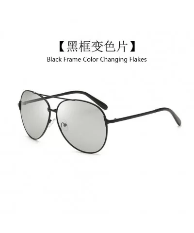 Polarized color changing sunglasses outdoor Changing - Black Frame Color Changing Flakes - C6190SXAX7L $9.42 Sport