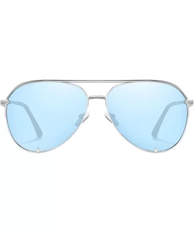 Aviator Sunglasses Men women sunglasses - Silver Blue - CR1987Q8WDM $18.69 Aviator