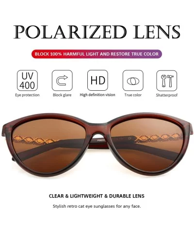 Polarized Cat Eye Sunglasses for Women - Fashion Inlaid Diamond frame 100% UV Blocking Lens - Brown/Brown - C418Z7ZZQN6 $21.4...