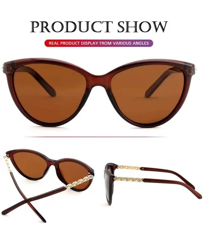 Polarized Cat Eye Sunglasses for Women - Fashion Inlaid Diamond frame 100% UV Blocking Lens - Brown/Brown - C418Z7ZZQN6 $21.4...