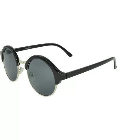 Vintage Retro Eyewear Blackwood Fashion Round Sunglasses - Black - CF11I0I4G97 $11.33 Round