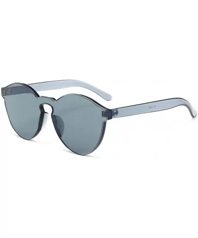 Oversized One Piece Rimless Tinted Sunglasses Clear Colored Lenses - Gray - C6186ME57YL $13.78 Square