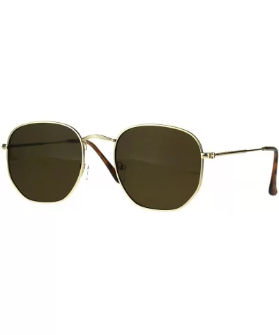 Classy Vintage Fashion Sunglasses Thin Metal Hexagon Shape Frame UV 400 - Gold (Brown) - C8188N6I48A $12.52 Aviator