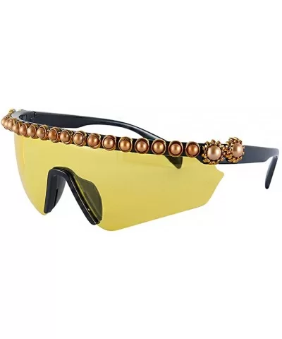 Unisex Fashion Oversize Sunglasses Large Frame Glasses Conjoined-Mirror Visor - Yellow - CD1939XT4Q0 $22.50 Square