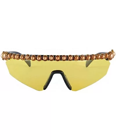 Unisex Fashion Oversize Sunglasses Large Frame Glasses Conjoined-Mirror Visor - Yellow - CD1939XT4Q0 $22.50 Square