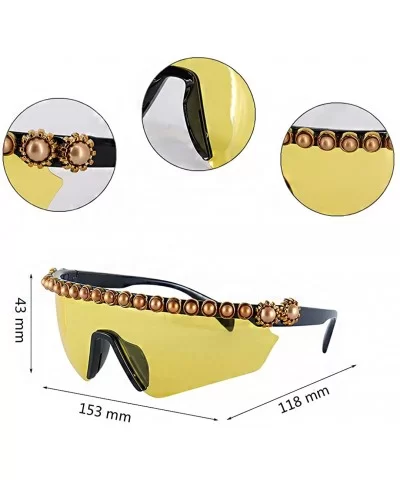 Unisex Fashion Oversize Sunglasses Large Frame Glasses Conjoined-Mirror Visor - Yellow - CD1939XT4Q0 $22.50 Square