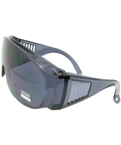 Large Shield Sunglasses Worn Over Prescription Glasses F22 - Gray Lens - CJ188NLT4S0 $18.30 Rectangular