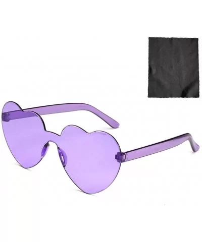 Women Heart Shaped Sunglasses Rimless Transparent Candy Color Frameless Glasses - CY1908N00W9 $10.54 Rimless