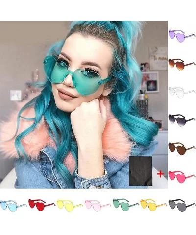 Women Heart Shaped Sunglasses Rimless Transparent Candy Color Frameless Glasses - CY1908N00W9 $10.54 Rimless