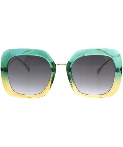Oversized Square Designer Style Sunglasses Womens UV 400 Shades - Green Beige (Smoke) - CT18IEEZDUR $16.18 Oversized
