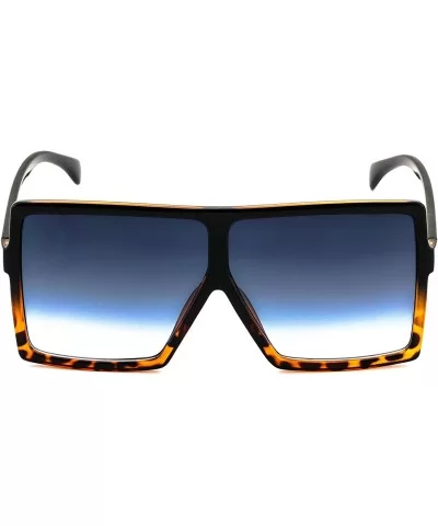 Square Oversized Sunglasses for Women Men Flat Top Fashion Shades - Black/Tortoise Ombre - CU18T97X4NU $17.73 Oversized