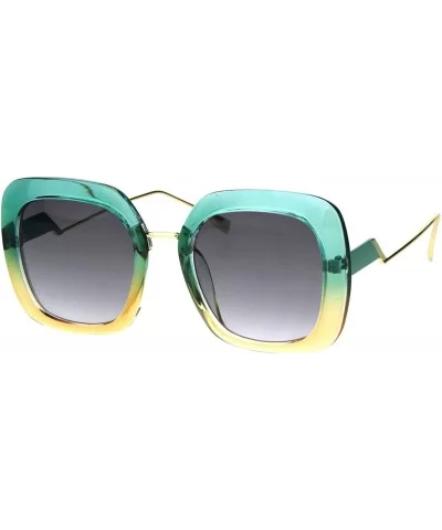 Oversized Square Designer Style Sunglasses Womens UV 400 Shades - Green Beige (Smoke) - CT18IEEZDUR $16.18 Oversized