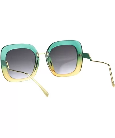 Oversized Square Designer Style Sunglasses Womens UV 400 Shades - Green Beige (Smoke) - CT18IEEZDUR $16.18 Oversized