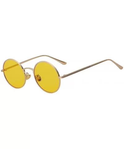 Unisex Men UV400 Round Retro Vintage Sunglasses Women Fashion Glasses Eyeglasses - Yellow - CO18C8OYG5Y $11.48 Round