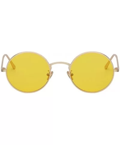 Unisex Men UV400 Round Retro Vintage Sunglasses Women Fashion Glasses Eyeglasses - Yellow - CO18C8OYG5Y $11.48 Round