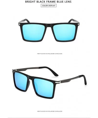 Men's Polarized Sunglasses Square Glasses Gradient Color Goggle Fashion Eyewear - Black Blue - C0199L754Z7 $21.08 Square