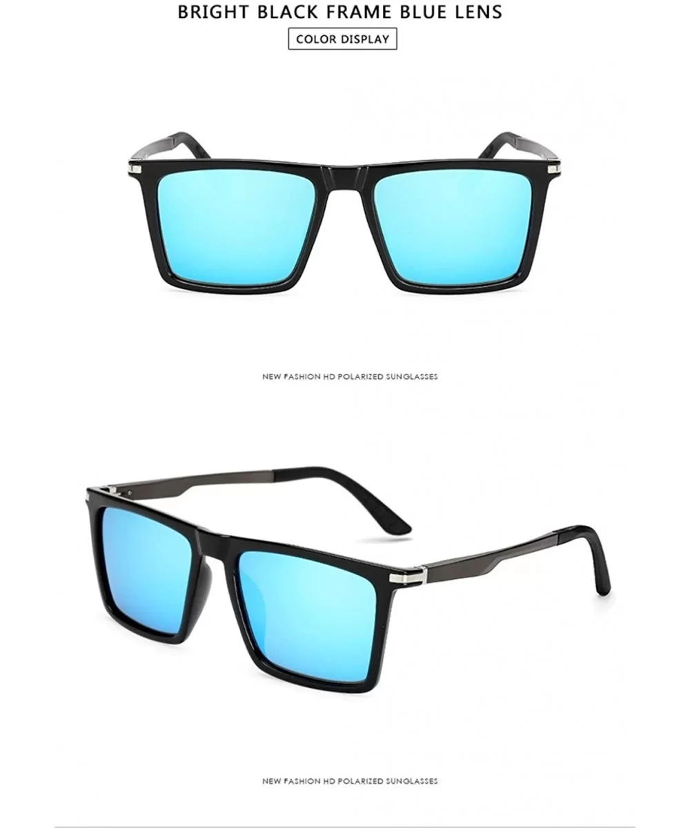 Men's Polarized Sunglasses Square Glasses Gradient Color Goggle Fashion Eyewear - Black Blue - C0199L754Z7 $21.08 Square