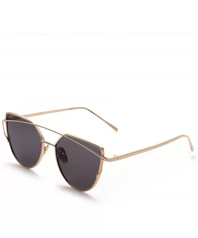 fashion sunglasses unisex metal frame sunglasses uv400 protection sunglasses - Golden Frame/Grey Piece - C212NB56D7I $16.58 Oval