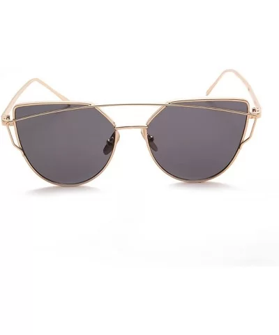 fashion sunglasses unisex metal frame sunglasses uv400 protection sunglasses - Golden Frame/Grey Piece - C212NB56D7I $16.58 Oval