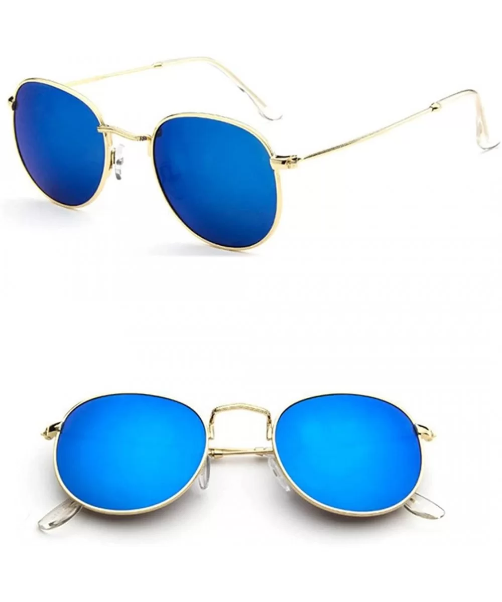 Womens Sunglasses - Fashion Aviator Sunglasses Metal Frame Mirrored Lens Round Sun Glasses - I - CT18DTUUE9U $12.20 Aviator