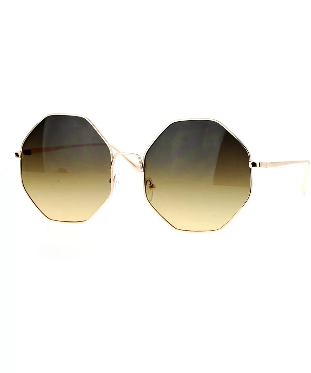 Womens Gradient Octagonal Groovy Sunglasses - Gold Black Brown - CL12JPB7A7V $18.03 Oversized