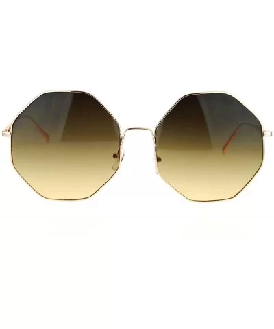 Womens Gradient Octagonal Groovy Sunglasses - Gold Black Brown - CL12JPB7A7V $18.03 Oversized