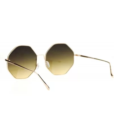 Womens Gradient Octagonal Groovy Sunglasses - Gold Black Brown - CL12JPB7A7V $18.03 Oversized