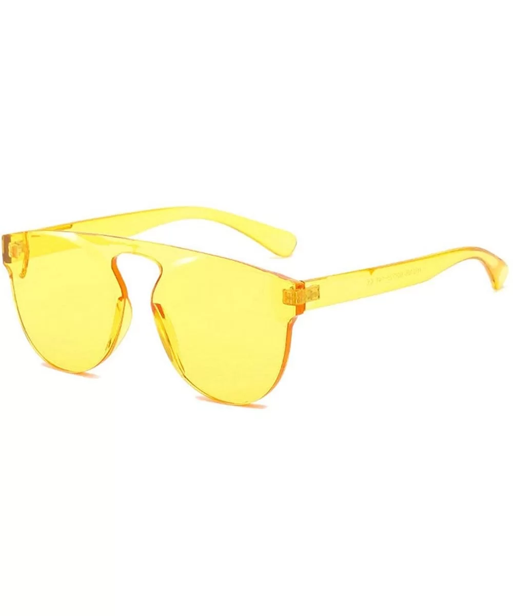 Vintage Round Eyewear Women Brand Designer Retro Candy Color Party Sunglasses Eyewears - Yellow - C018ME5NK92 $14.69 Oval