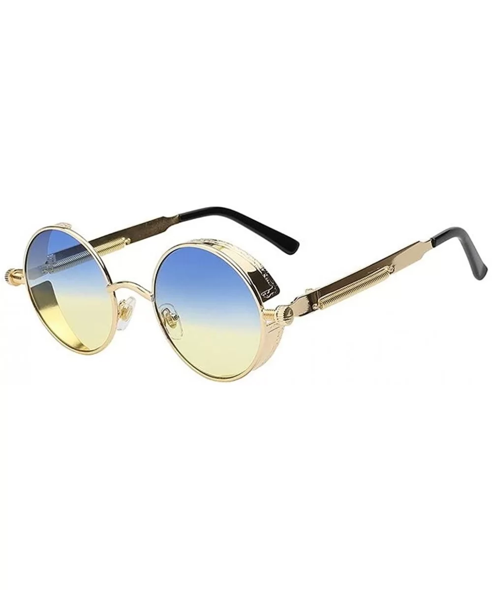 Steampunk Fashion Sunglasses NYC - Blue Yellow Gold - CZ188Z3H8KO $25.49 Goggle