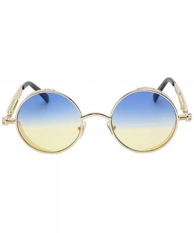 Steampunk Fashion Sunglasses NYC - Blue Yellow Gold - CZ188Z3H8KO $25.49 Goggle