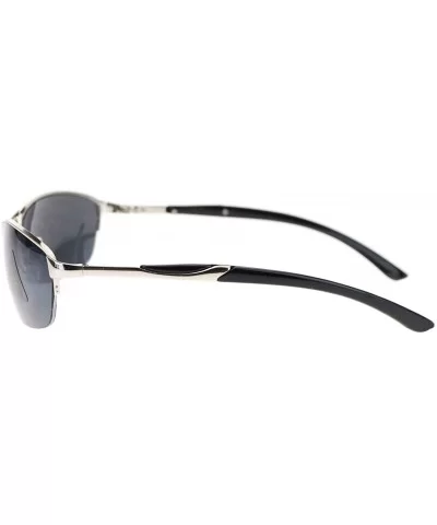 Spring Hinge Sunglasses Mens Half Rim Oval Rectangular Metal Frame - Silver - CZ11YAXORZD $11.77 Rectangular