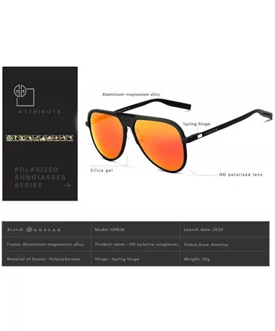 Classic Aviator Polarized Sunglasses UV Mirrored Lens Aluminum Frame - Black & Red - CL17AAHD99C $22.18 Sport